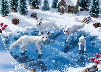 Bbiamsleep 4 Pieces Artic Fox Figurine White Fox Animal Figurines