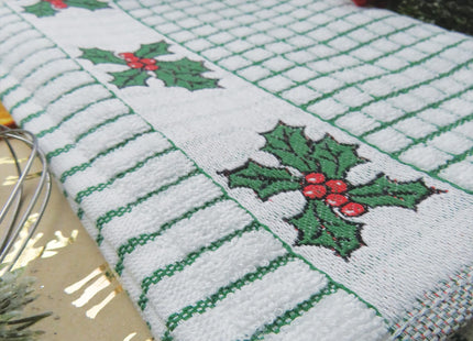The Original Poli-dri Kitchen Towel from Samuel Lamont 100% Cotton (Holly Leaves)