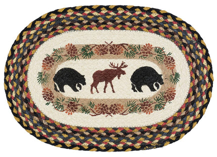 BLACK FOREST DECOR Bear & Moose Braided Jute Placemat 19" Wx13 L