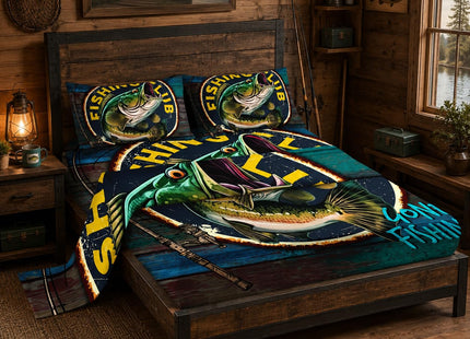 Nttopship Big Pike Fish 4 Pieces Bed Sheet Sets Queen Size Hunting and Fishing Bedding Sets with 16" Deep Pockets Fishing Bedroom Decor,Bedding Set 4 PCS(1 Fitted+1 Flat+2 Pillowcases)