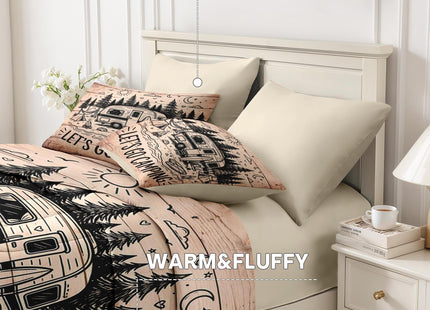 Nesker Queen Comforter Set with Sheets, 7 Pieces Camping Forest Bedding