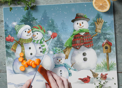 CounterArt Snowman Family 3mm Tempered Glass Cutting Board 12" x 15"