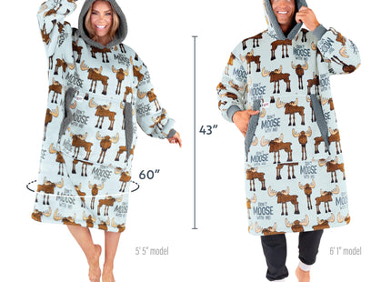 LazyOne Oversized Hoodie, Wearable Blankets for Women and Men (Don't Moose)