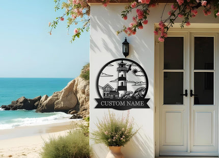 Personalized Lighthouse Metal Signs Nautical Outdoor Decor Metal Beach Sign