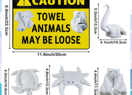 JAPBOR Cruise Door Decorations Magnetic - 5PCS Caution Towel Animals Magnet, Funny Cruise Ship Car Cabin Refrigerator Magnet Decal, Sea Ocean Magnetic Fridge Stickers for Home Kitchen Cabinet Decor
