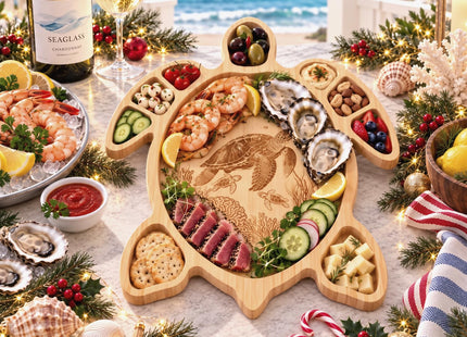 Rtteri Sea Turtle Wooden Charcuterie Board Unique Turtle Gift for Christmas