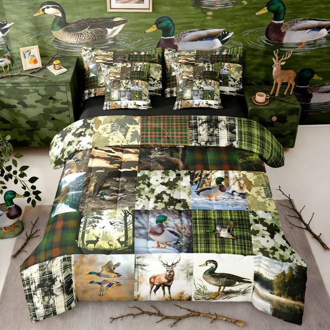 Erosebridal Cabin Rustic Deer 7 Piece Comforter Set Full Bed in A Bag