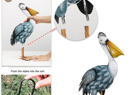 TERESA'S COLLECTIONS Pelican Statues Outdoor Decor, 16.5" Coastal Ocean Bird Garden Statues & Sculptures, Metal Yard Art Lawn Ornaments for Patio, Pond, Pool, Backyard Decorations