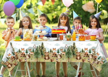3 Pack Woodland Animal Plastic Tablecloth, Woodland Baby Shower Decorations