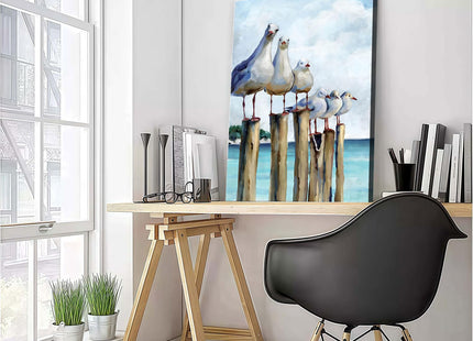 RJETZMU Seagull Decor, Beach Wall Art, Coastal Canvas, 16x24 Ready to Hang