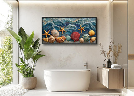 Taimeng Large Coastal Seashell Wall Art Beach Wave Wall Decor 60" L x 30" W