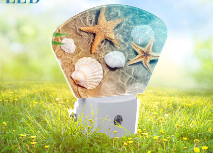 Uiaoiais Starfish and Seashell Night Light for Kids, Beach in Sea Water LED Night Light Plug into Wall with Dusk to Dawn Sensor for Girls Boys Women Men Room, Hallway, Kitchen, Bathroom, Stairs Decor