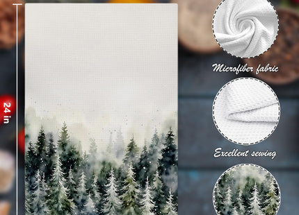 Nipil Forest Green Forest Kitchen Towels, Winter Pine Tree Dish Tea Towels, Winter Nature Landscape Decorative Hand Towel for Kitchen Bathroom, 16x24 Inch