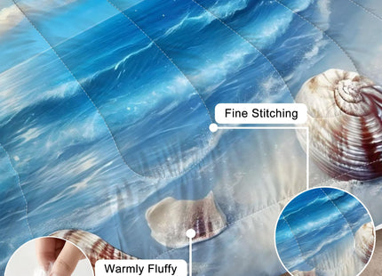 VTKON Beach Comforter Set for Kids Starlit Sky Comforter Set Queen Summer Sea Animal Seashell Soft 3 Pcs Ocean Bedding for Kids and Adults Bedroom Bed Decor for All Seasons