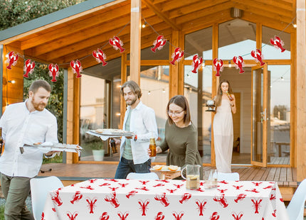 Flutesan 2 Pcs Crawfish Tablecloth 2 Pcs Lobster Banner Boil Party Decor