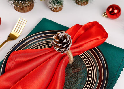 Kalopro Christmas Napkin Rings Set of 6, Farmhouse Pinecone Napkin Ring Holders for Festive,Holiday, Party, Dinning Table Decor (Pinecone)