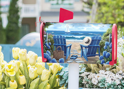 Kawani Summer Mailbox Cover Magnetic Standard Size 18x21in Summer Beach Chair Mail Box Cover Nautical Coastal Flower Decorative Post Letter Box Mailbox Wrap Decor Welcome Summer for Home Garden Yard
