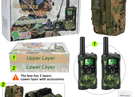 Walkie Talkies for Kids Toys for Boys Aged 5+ Outdoor Toys 2 Way Radio 22 Channel 3 Miles Range for Camp Hunt Adventure Game Birthday 6 7 8 9 10 Year Old Boys Gifts (Green)