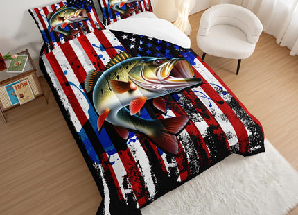 HOSIMA Big Pike Fishing Comforter Set Twin for Teens with 2 Pillowcases.