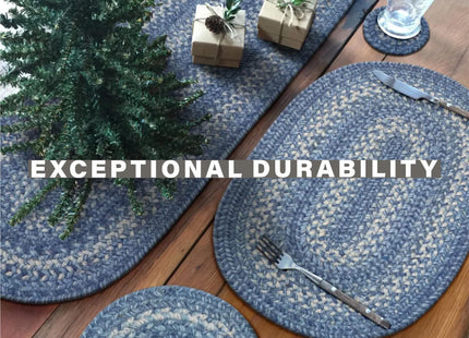 Homespice Denim Braided Table Runner for Coastal Decor, Oval 8x28 Set of 2