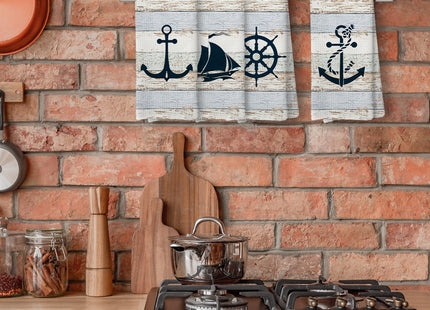 Liosei Nautical Hand Towels for Bathroom - Nautical Beach Dish Hand Towels Bathroom Decor, Coastal Beach Boat Anchor Towel for Kitchen Decor, 16 x 24Inch Set of 4
