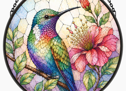 FZYGRAVH Suncatcher, Hummingbird Printed Glass Window Decor