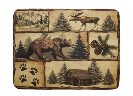 Vintage Bear Moose Dish Drying Mat 18x24 Inch Country Cabin Absorbent Dish Draining Mat Heat Resistant Drying Pad for Counter Sink Home
