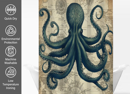TSLOVER Vintage Nautical Octopus Steampunk Shower Curtain 72x72 Inches