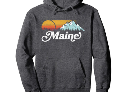 Retro Vibe Maine Vintage Mountains & Sun Pullover Hoodie