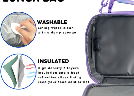 J World New York Cody Kids Lunch Bag. Cute Insulated Lunch-Box, Purple Mermaid