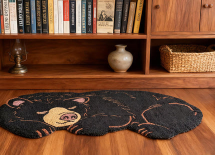 EZ.enjoy Shaped Black Bear Hand-Hooked Accent Rug 32x17 Inches