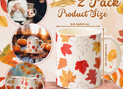 Sliner 2 Pcs 11 oz Fall Maple Leaf Ceramic Coffee Mugs