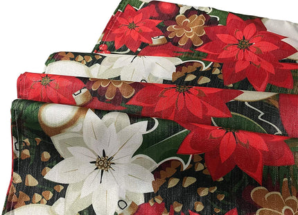 Christmas Vintage Poinsettia Pinecone Fabric Shower Curtain for Bathrooms