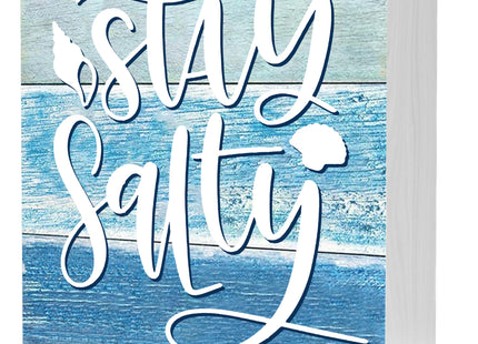Summer Beach Decorations for Home, Starfish Theme House Room Bedroom Bathroom Decor Classroom, Wood Box Sign 5 X 5 Inch (Stay Salty Sign)