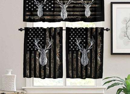 wlsgdsg American Flag Valance Curtains for Boys Teen Room, Deer Hunting Woodland