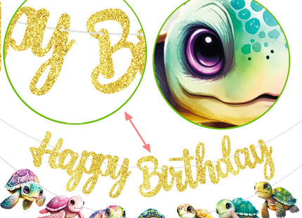 Sea Turtle Birthday Banners - Turtle Party Decorations for Ocean-Themed Celebrations