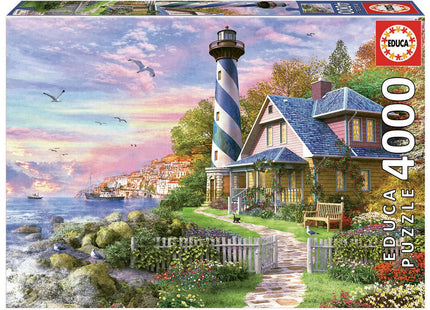 Educa - 4000 Piece Puzzle for Adults | Lighthouse in Rock Bay. Includes Lost Part Service. Measurements: 75.59" x 53.54". from 14 Years Old (17677)