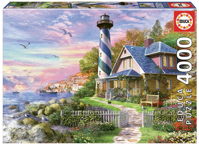 Educa - 4000 Piece Puzzle for Adults | Lighthouse in Rock Bay. Includes Lost Part Service. Measurements: 75.59" x 53.54". from 14 Years Old (17677)