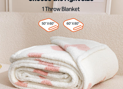 Amazon Basics Fleece Throw Blanket, Reversible Decorative Hearted Pattern for the Bed, Couch and Sofa, 60" W × 80" L, Pink Heart