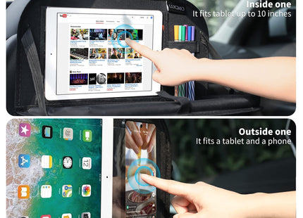LUCMO Car Backseat Organizer with Foldable Tablet Holder, Black