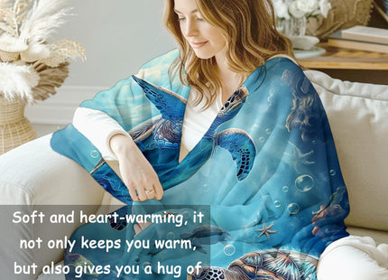 VANZEV Sea Turtle Blanket, 50"x60" Ocean Sea Turtle Fleece Throw for Kids & Adults, Ultra-Soft and Warm Home Decor Blanket, Sea Turtle Gifts