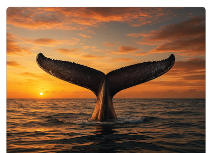 Wildlife Animal Gray Blue Whale Tail Kitchen Glass Cutting Board Decorative Gift Farm Home Serving (Whale)