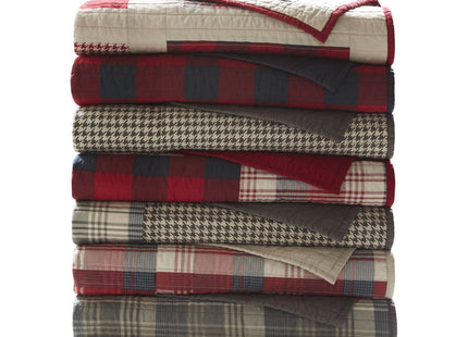 Woolrich Luxury Quilted Throw - Cabin Lifestyle, Patchwork with Moose Design All Season, Lightweight and Breathable Cozy Bedding Layer Throws for Couch Sofa, 50" W x 70" L, Winter Hills Taupe