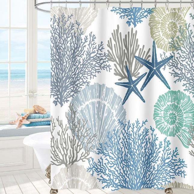 Nautical Coastal Shower Curtain 60x72 for Beach Ocean Theme Bathroom Decor