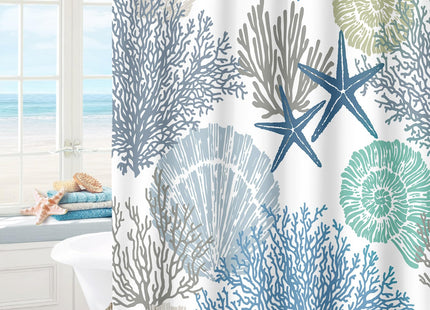 MAYZUS Extra Long Shower Curtain 72 x 84 Inch, Tall Nautical Coastal Decor