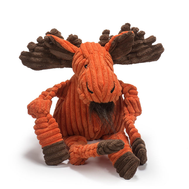 HuggleHounds Knottie Plush Dog Toy - Dog Stuffed Animal Toy, Puppy Toys, Squeaky Dog Toy for Small, Medium & Large Dogs, Durable Plush to Keep Them Busy - Morris Moose, Large