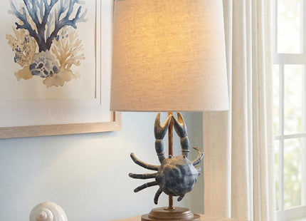 Crestview Collection 20" H Coastal Crab Table Lamp,Oatmeal Linen Shade