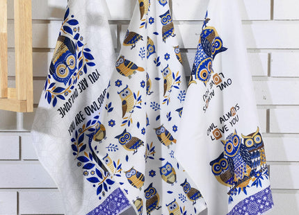 Bencailor 6 Pack Decorative Kitchen Towels Sets Hand Dish Towels for Kitchen Bathroom Home Supplies Housewarming Gift 16" x 24"(Blue White,Owl)
