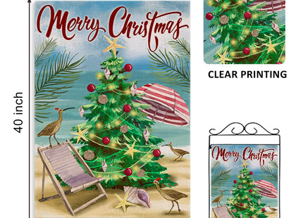 Covido Merry Christmas Pine Tree Decorative House Flag, Xmas Coastal Bird