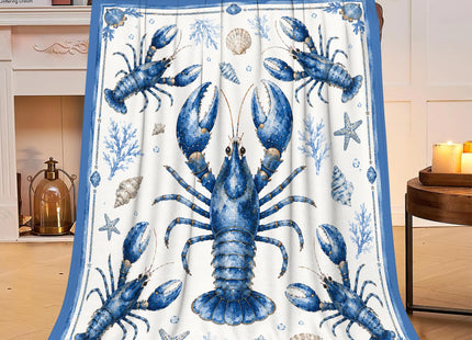 Luxvio Lobster Blanket, Coastal Blue Lobster Throw Blanket Gifts 50"X40"